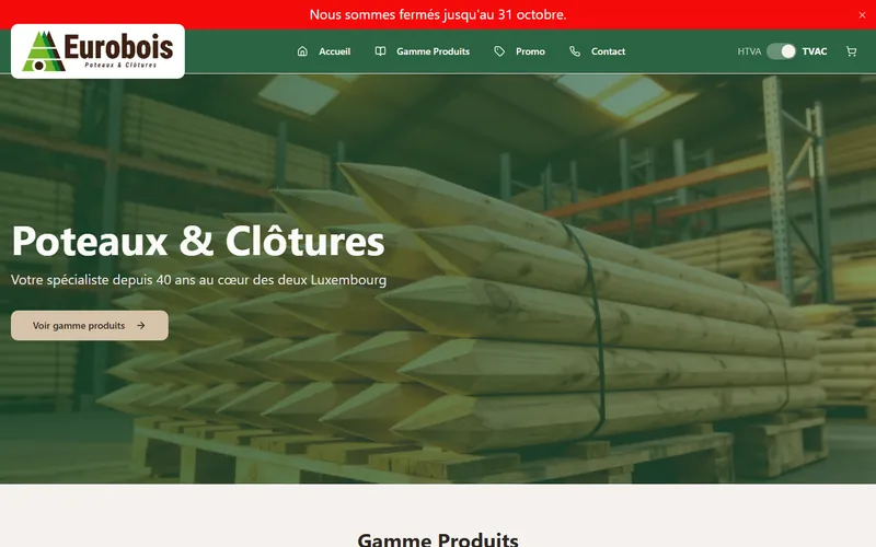 Page d’accueil du site Eurobois réalisé par R1-Company