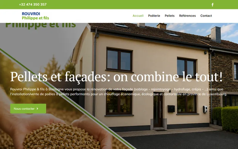 Page d’accueil du site Rouvroi Philippe & fils réalisé par R1-Company